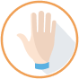 Icon showing the palm of the hand represents motor symptoms of PD